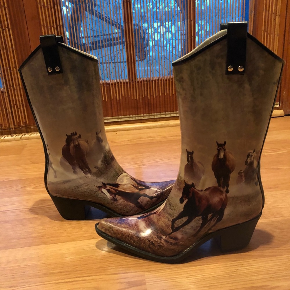 Nomad artist print rain boots